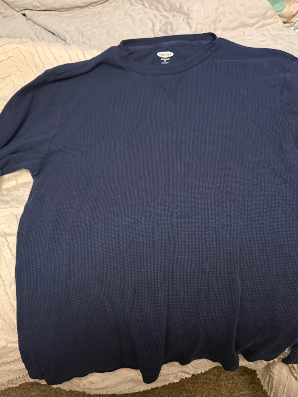 Old Navy Men’s Dark Blue Waffle-Knit Long Sleeve Tee